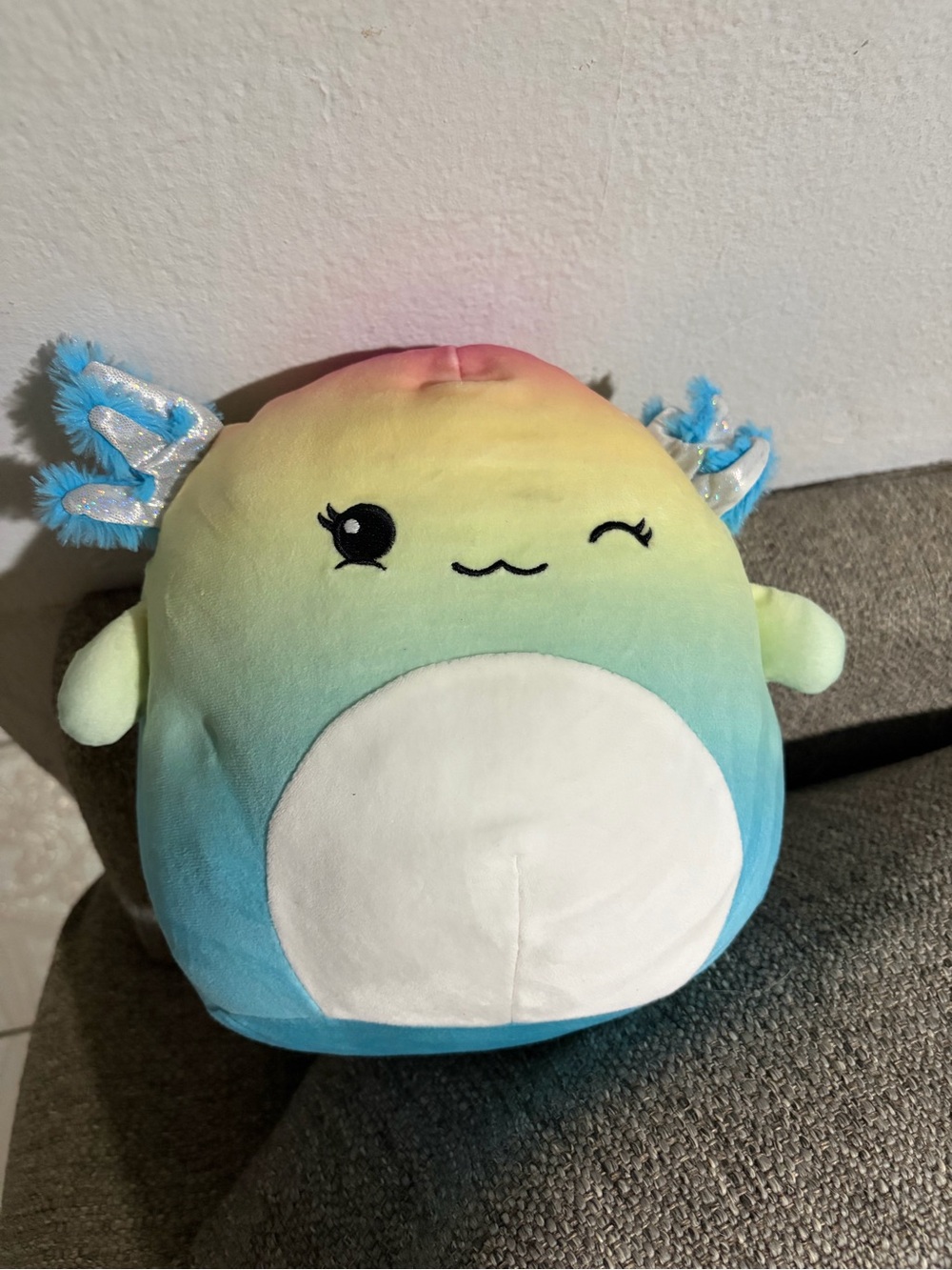 Squishmallows Rainbow Pastel Axolotl Plush - Yellow Pink Blue Green with fragnce